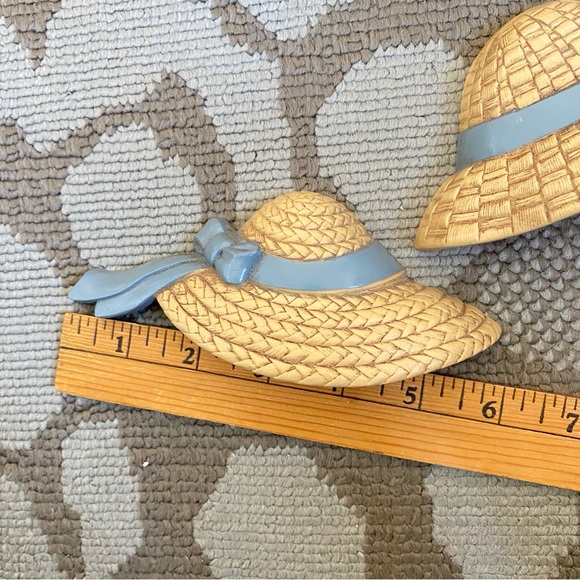 BURWOOD Vintage Straw Hats with Ribbons Wall Hanging 1980's MADE IN USA Set of 3 - Picture 5 of 10